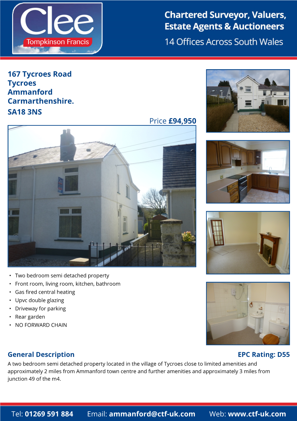 167 Tycroes Road Tycroes Ammanford Carmarthenshire. SA18 3NS Price £94,950