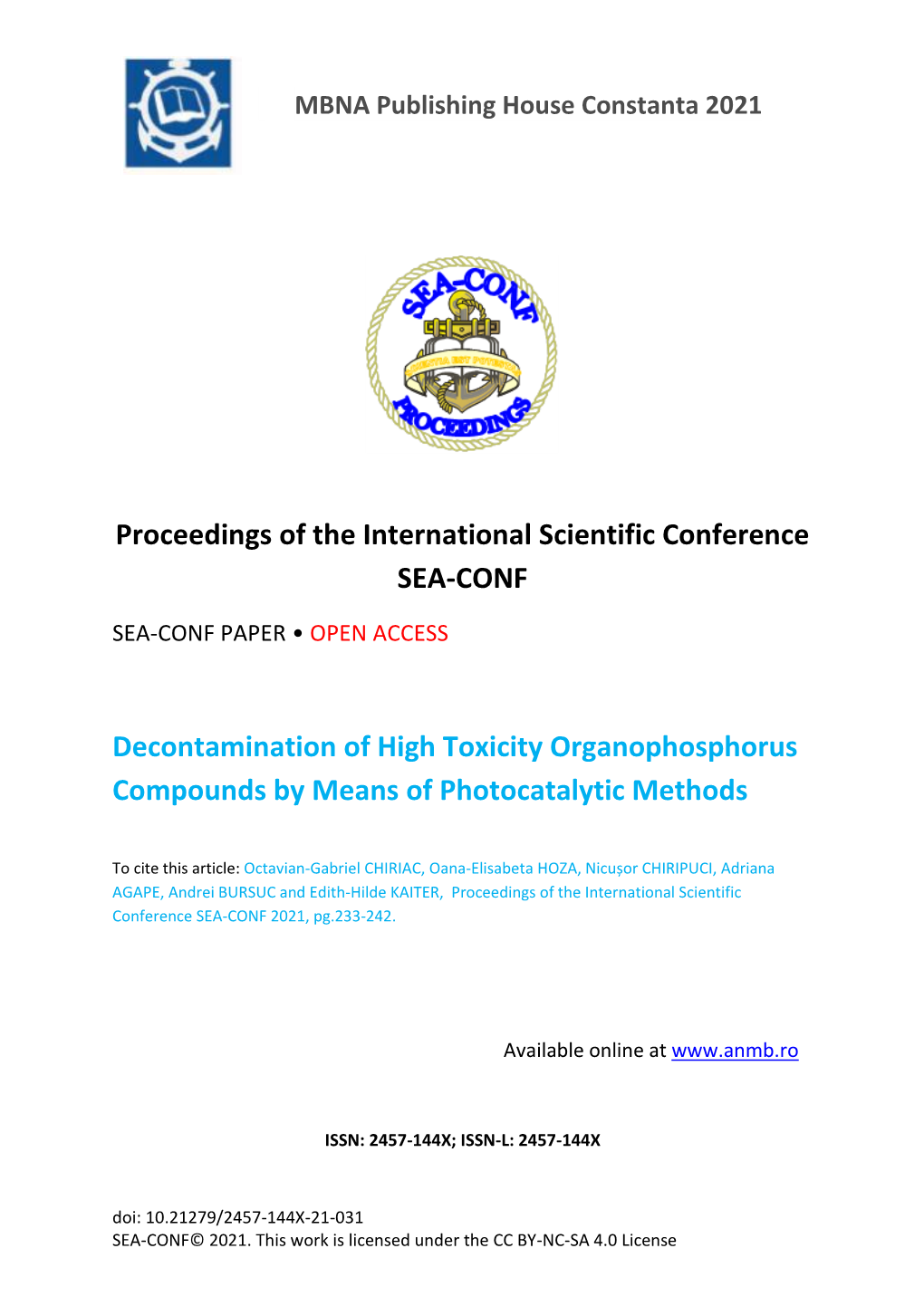 Decontamination of High Toxicity Organophosphorus Compounds by Means of Photocatalytic Methods