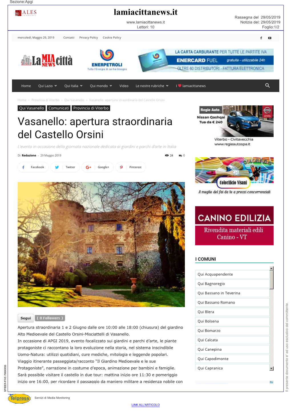 Vasanello: Apertura Straordinaria Del Castello Orsini