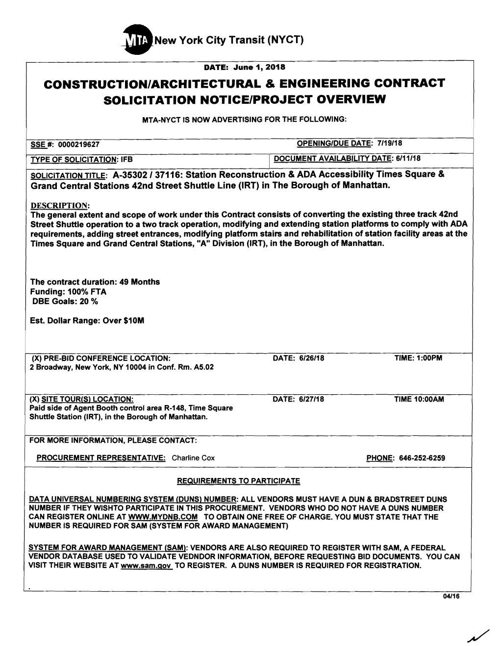 Construction/Architectural & Engineering Contract