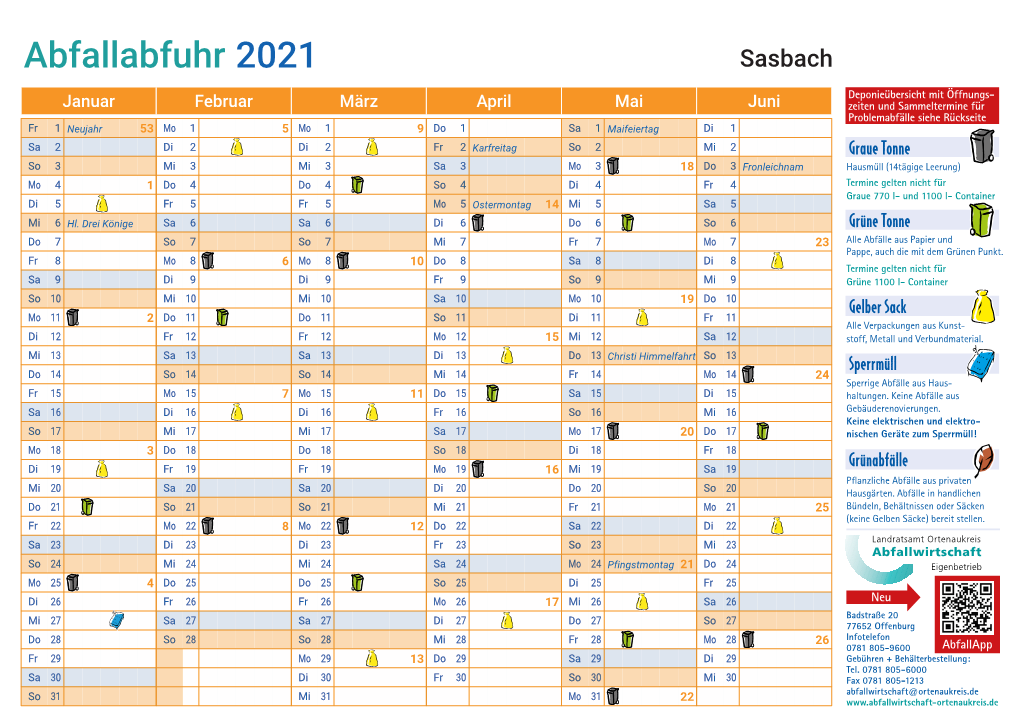 Abfallkalender Sasbach 2021