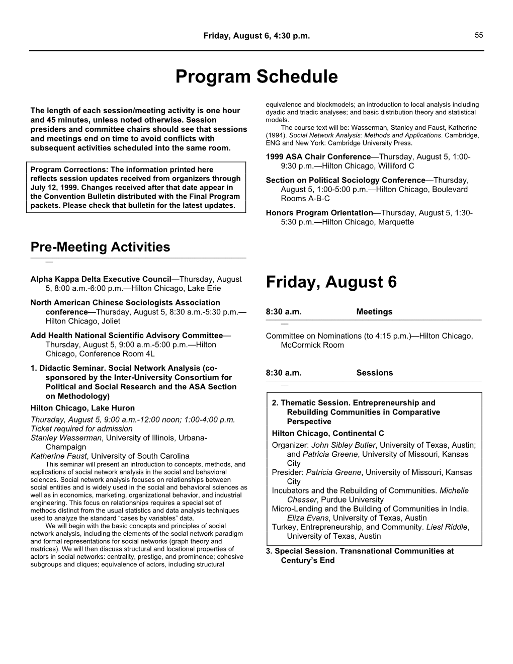 Program Schedule