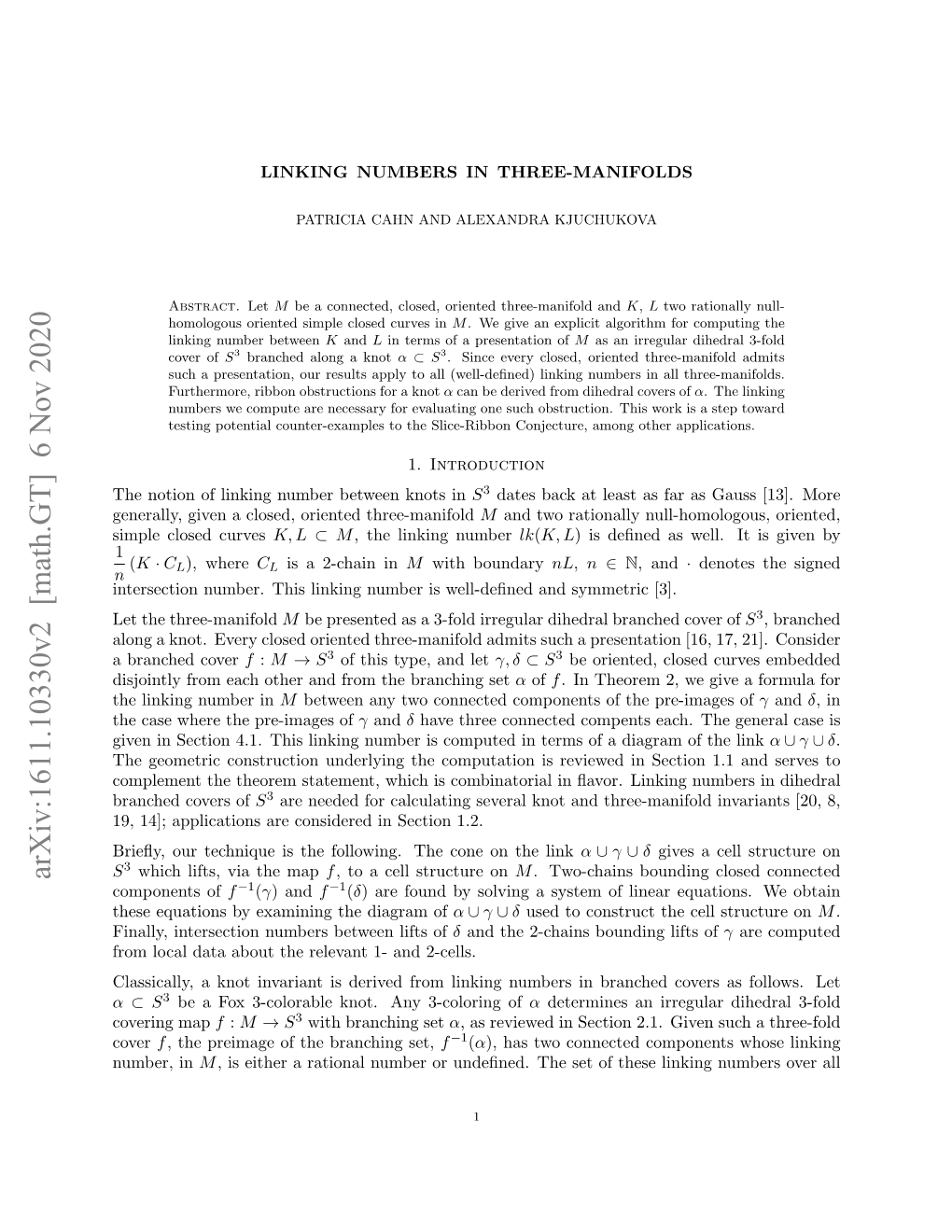 Linking Numbers in Three-Manifolds