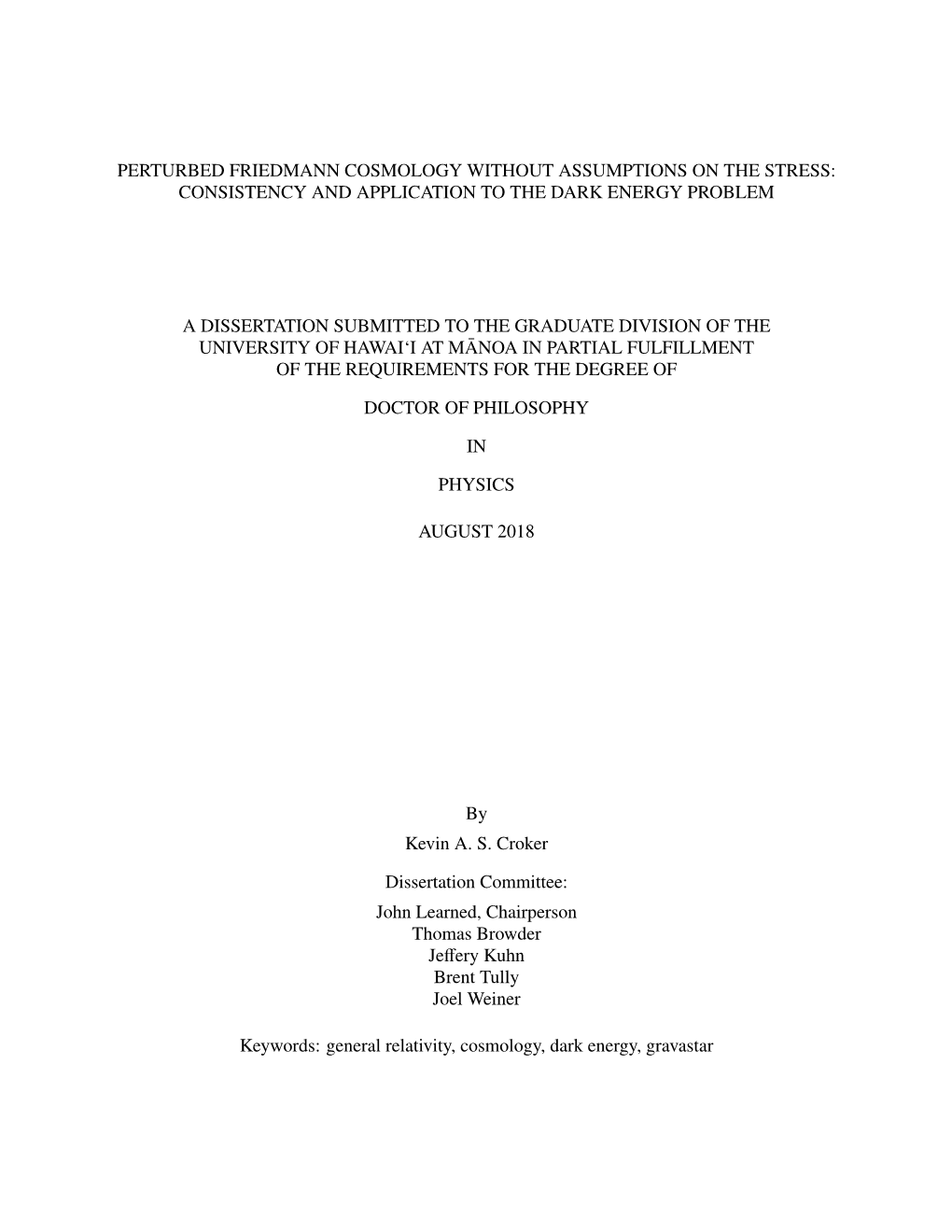 Friedmann Cosmology Without Assumptions on the Stress: Consistency and Application to the Dark Energy Problem