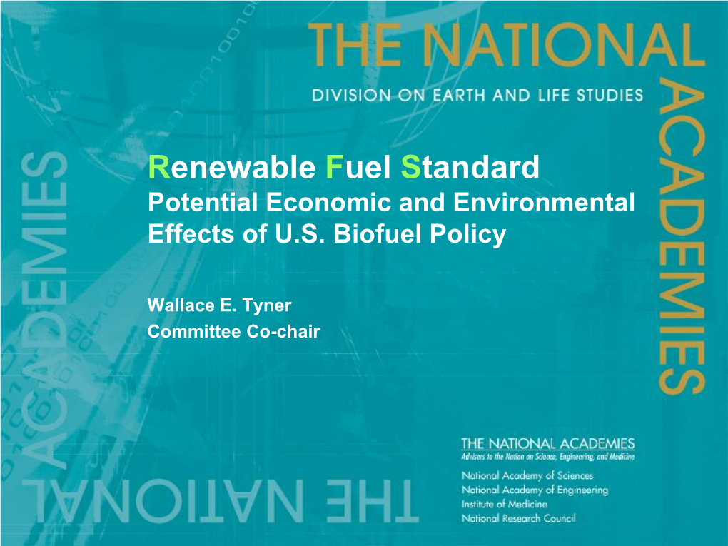 Renewable Fuel Standard Potential Economic and Environmental Effects of U.S