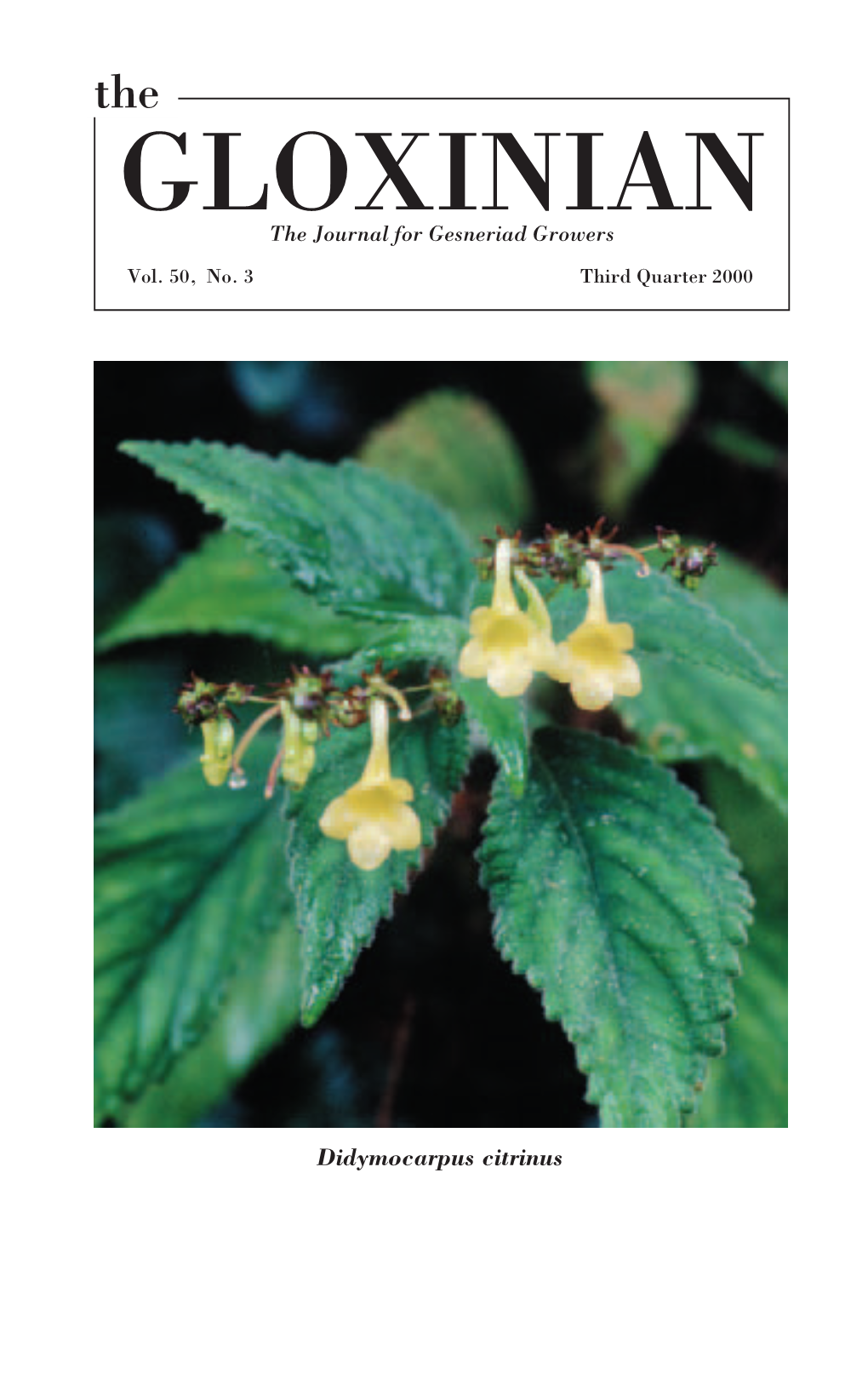 GLOXINIAN the Journal for Gesneriad Growers