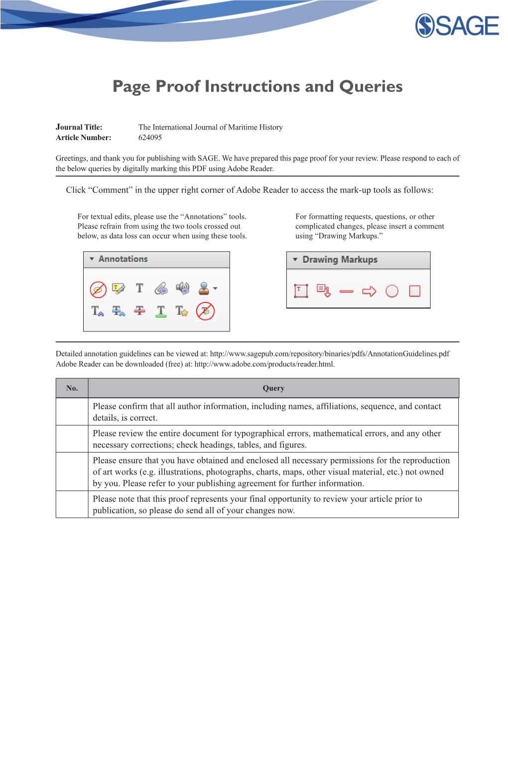 Page Proof Instructions and Queries