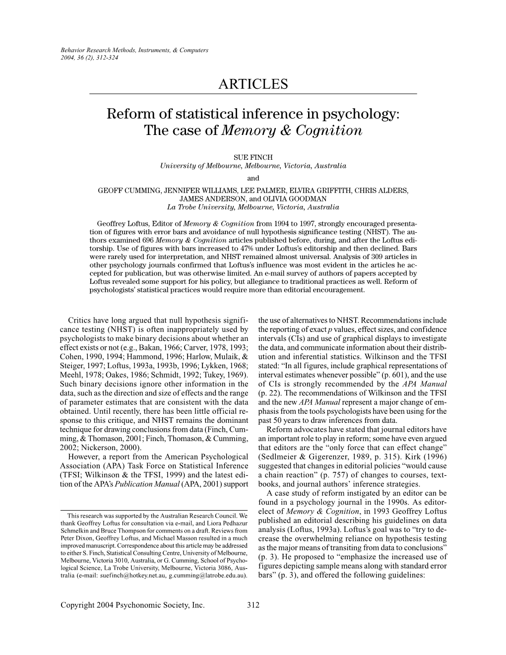 Reform of Statistical Inference in Psychology: the Case Of&lt;Emphasis