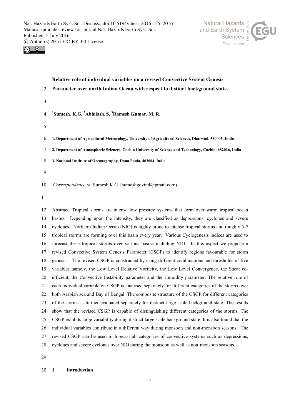 Relative Role of Individual Variables on a Revised Convective System Genesis 2 Parameter Over North Indian Ocean with Respect to Distinct Background State