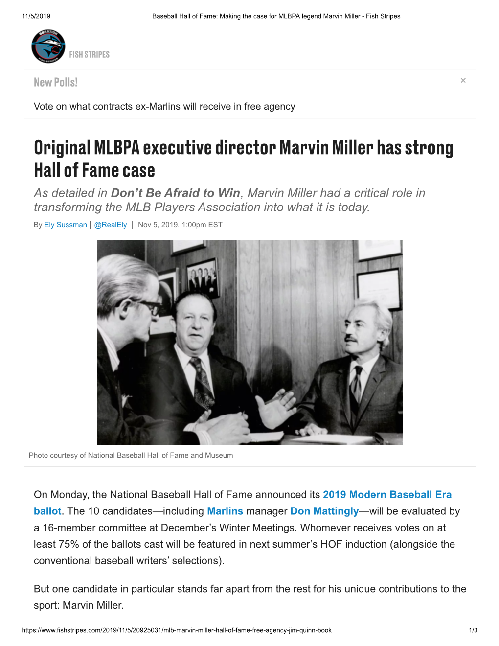 Original MLBPA Executive Director Marvin Miller Has Strong Hall Of