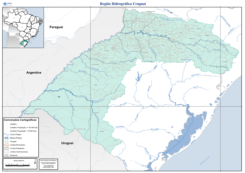 Região Hidrográfica Uruguai 55°W 50°W