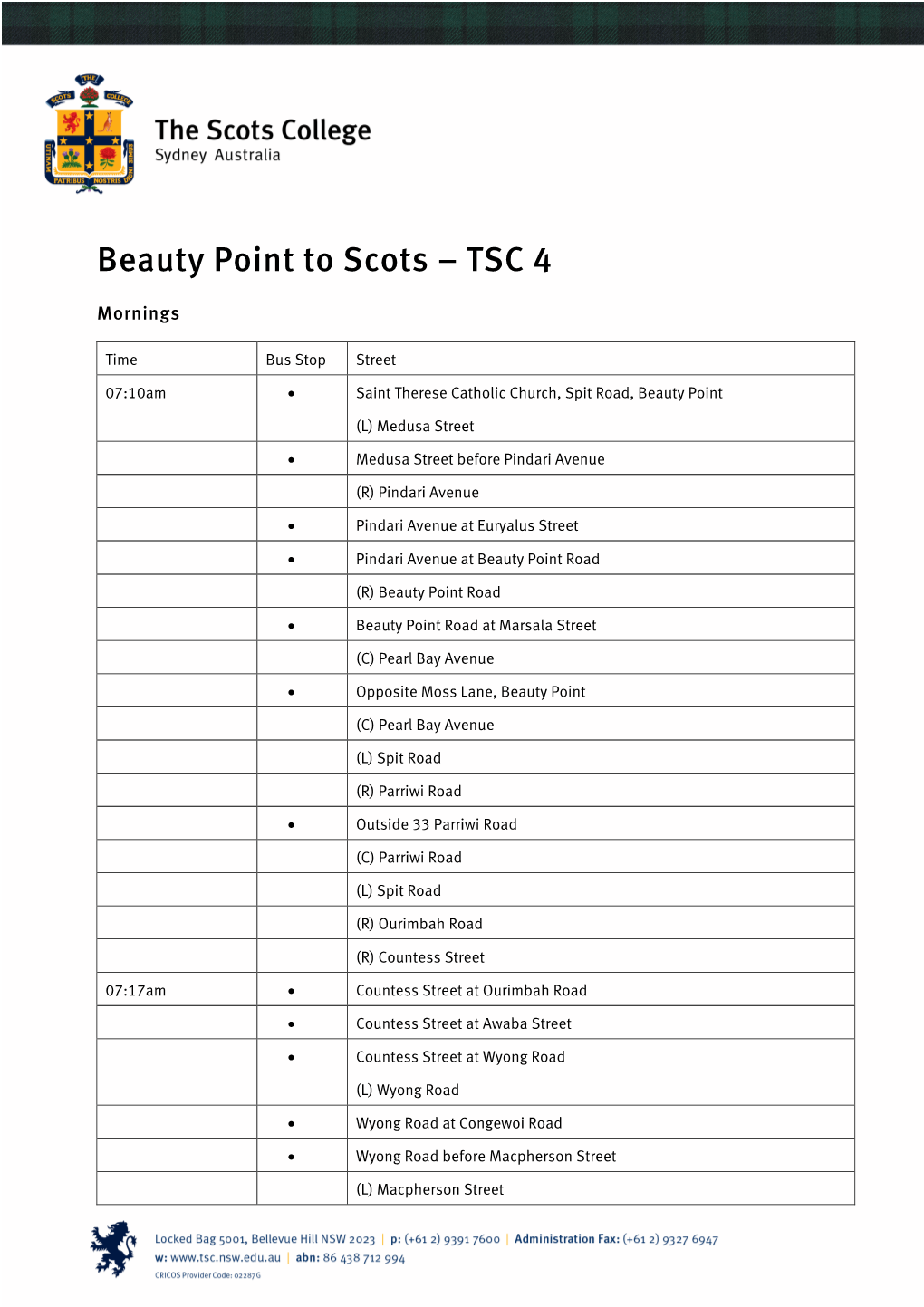 Beauty Point to Scots – TSC 4