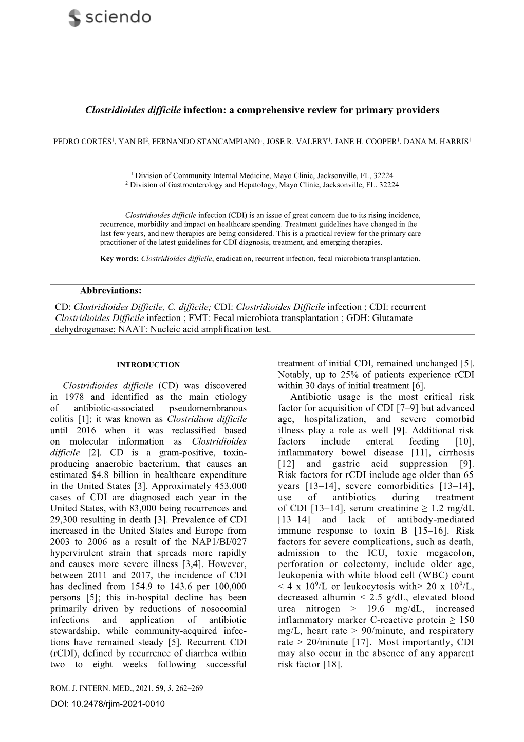 Clostridioides Difficile Infection: a Comprehensive Review for Primary Providers