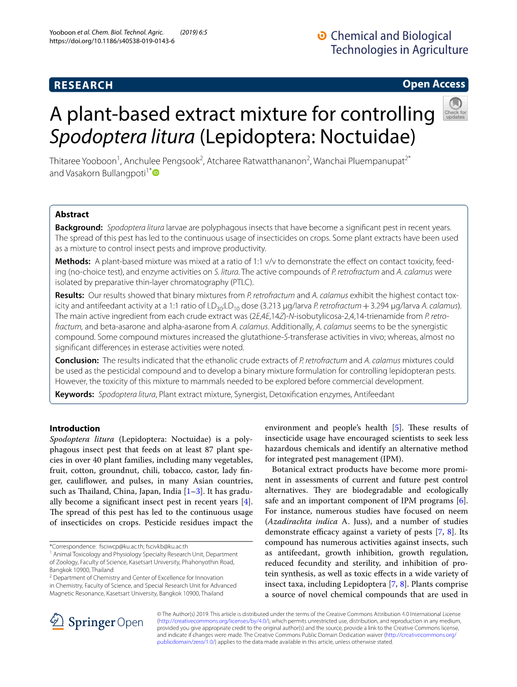 A Plant-Based Extract Mixture for Controlling Spodoptera Litura