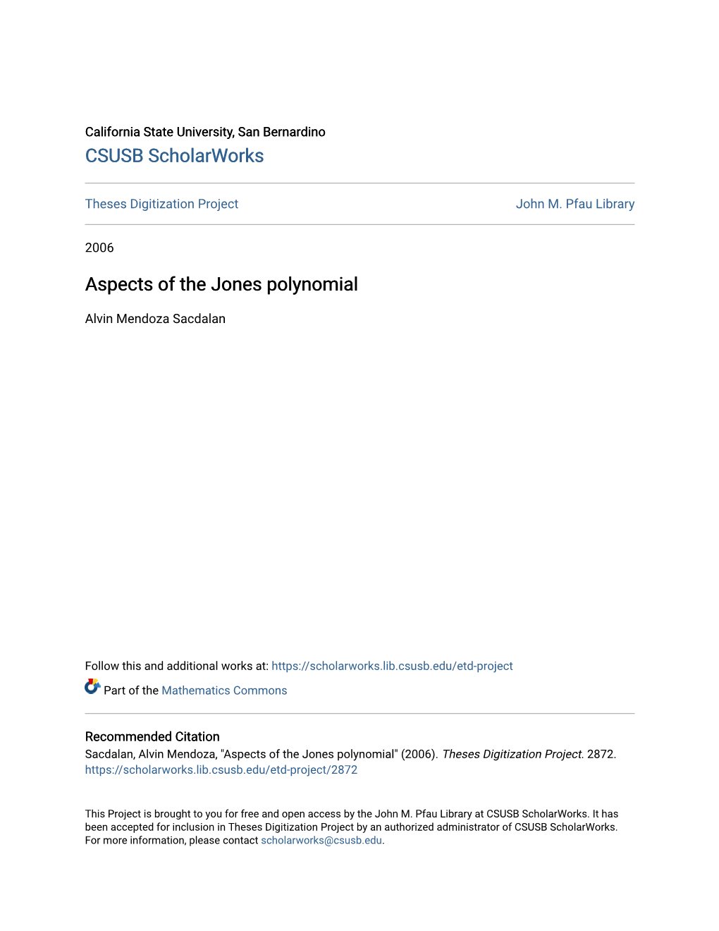 Aspects of the Jones Polynomial