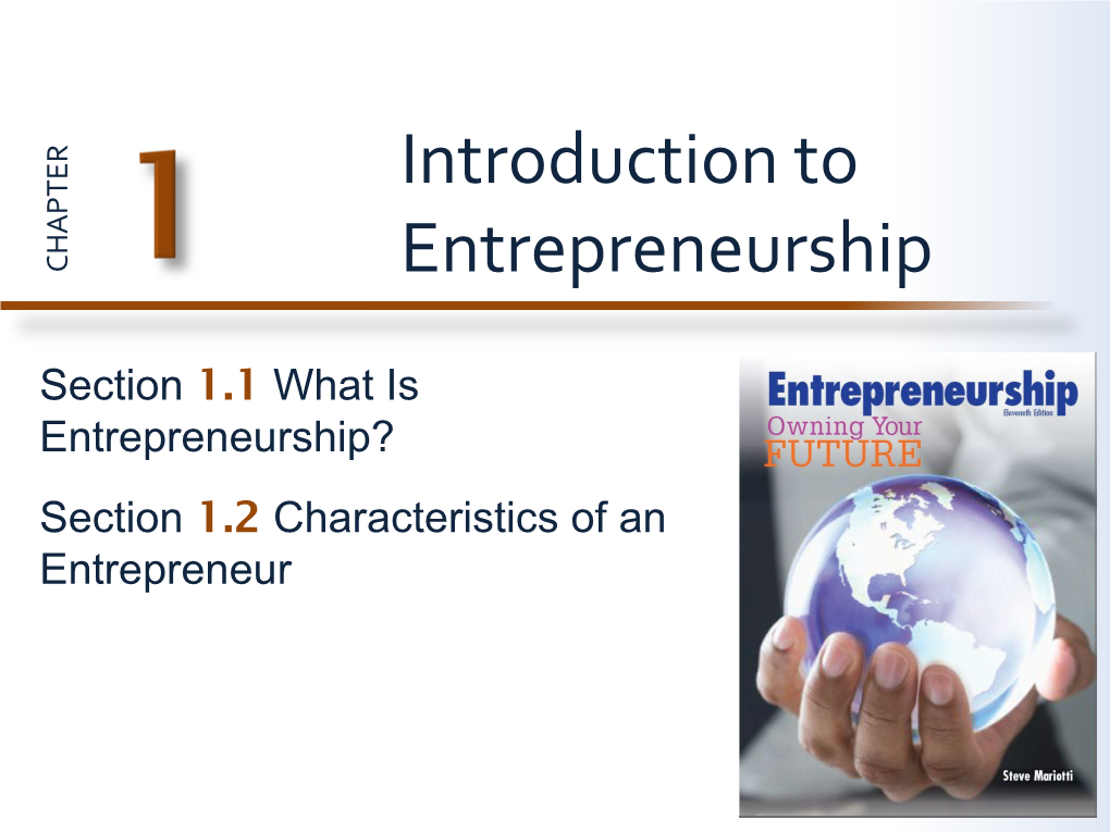 Introduction to Entrepreneurship