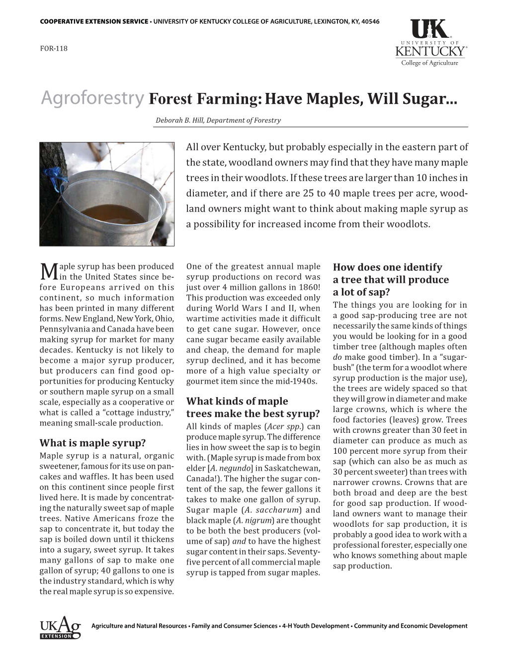 Agroforestry Forest Farming: Have Maples, Will Sugar…