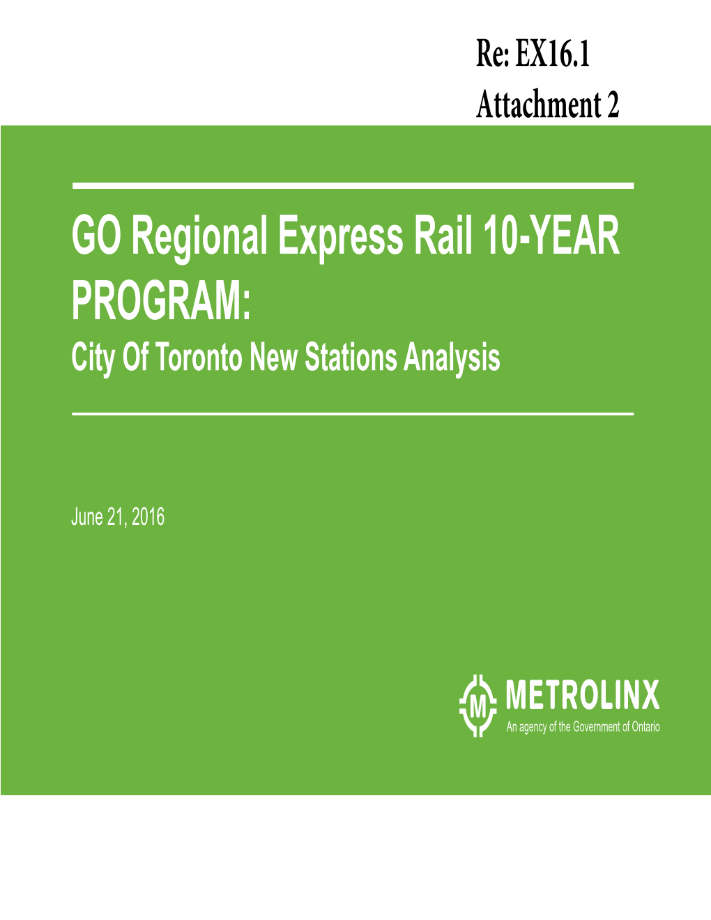 City of Toronto New Stations Analysis
