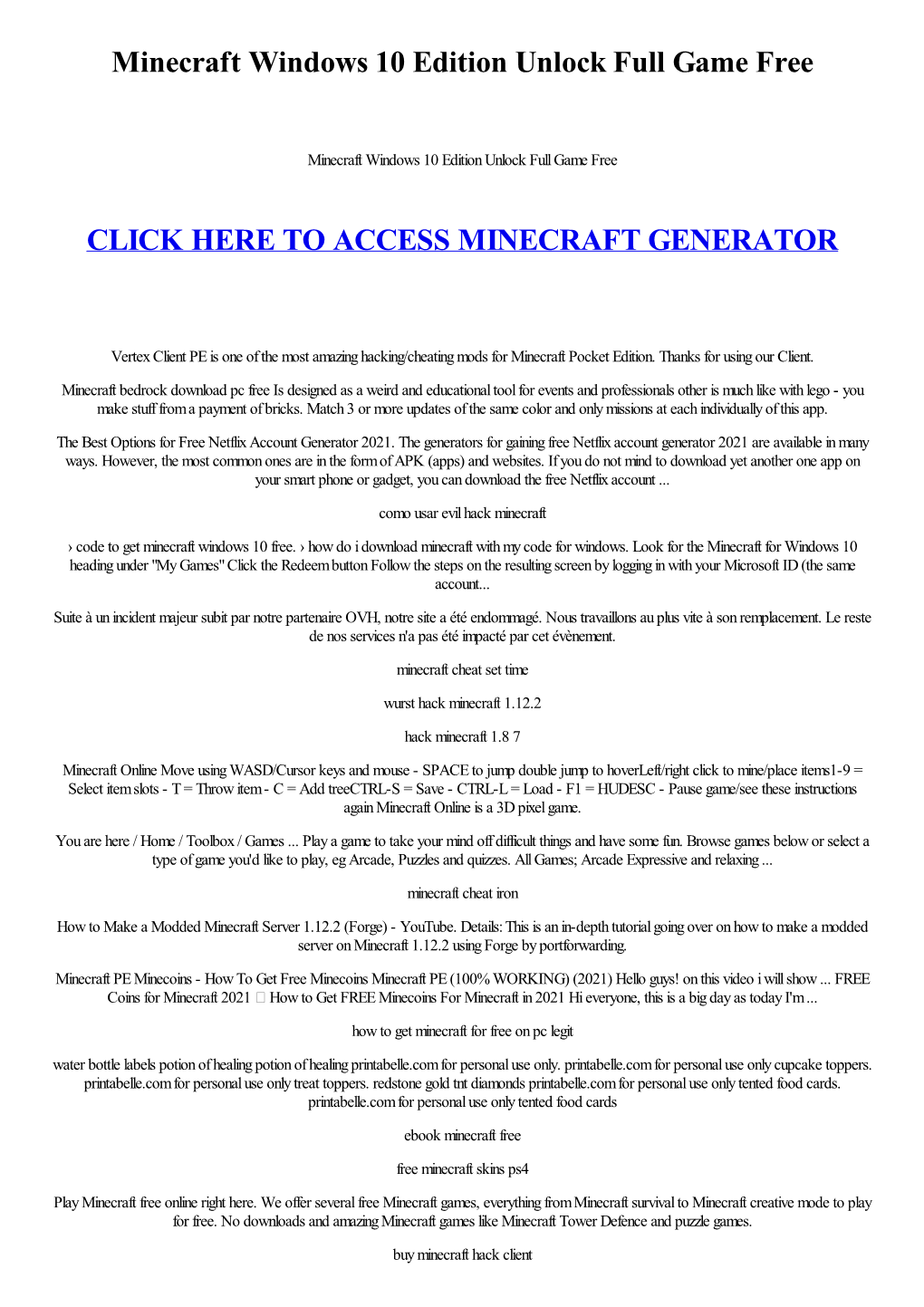 Minecraft Windows 10 Edition Unlock Full Game Free
