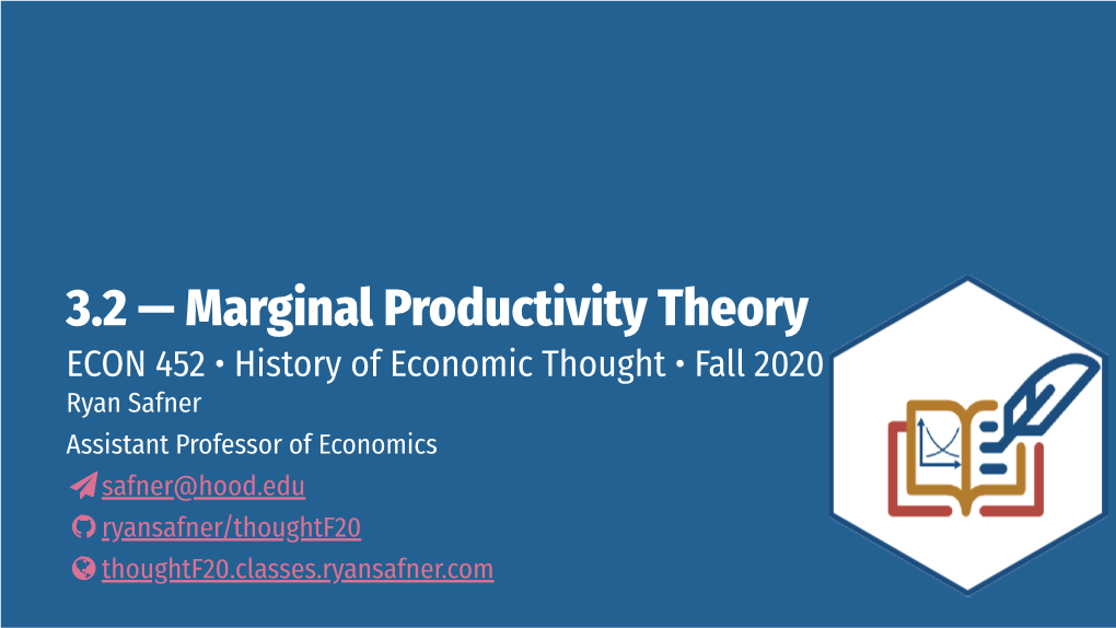 3.2 — Marginal Productivity Theory