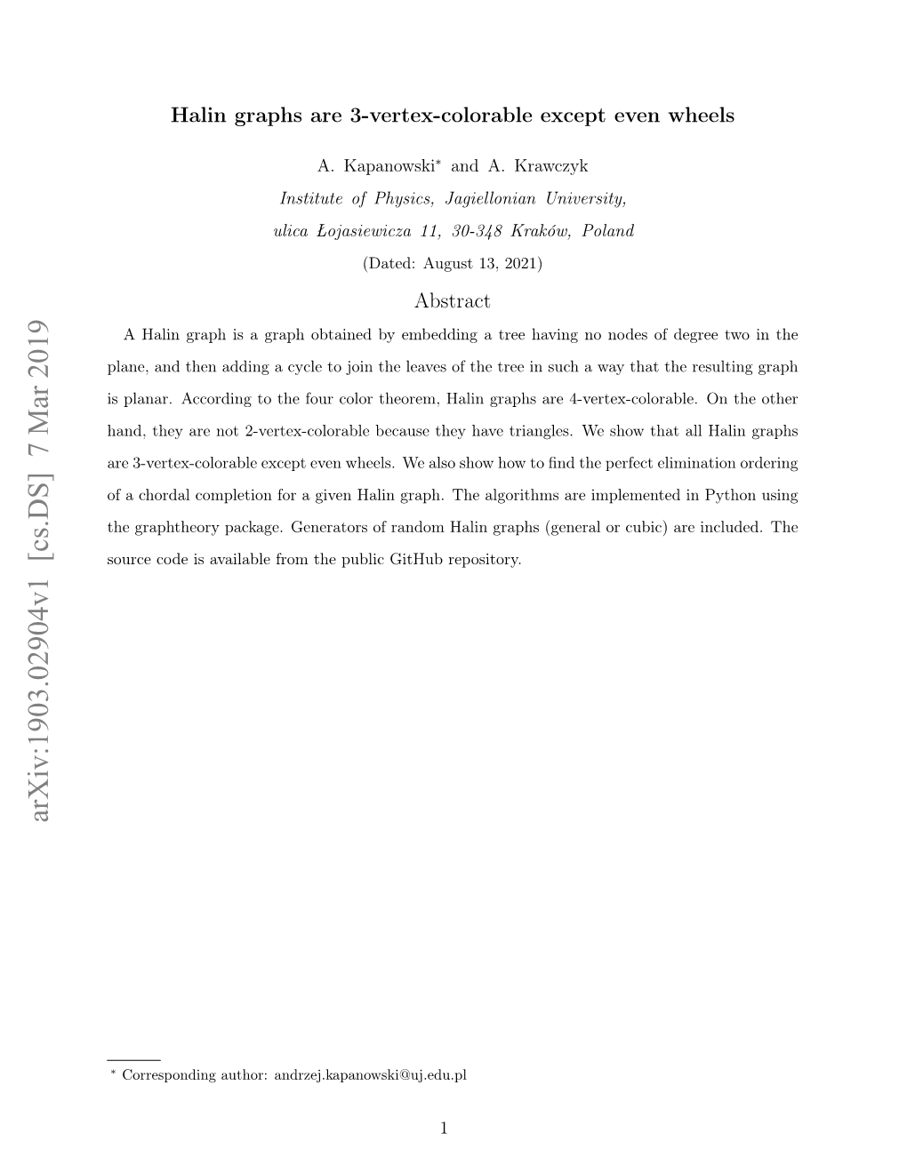 Arxiv:1903.02904V1 [Cs.DS] 7 Mar 2019