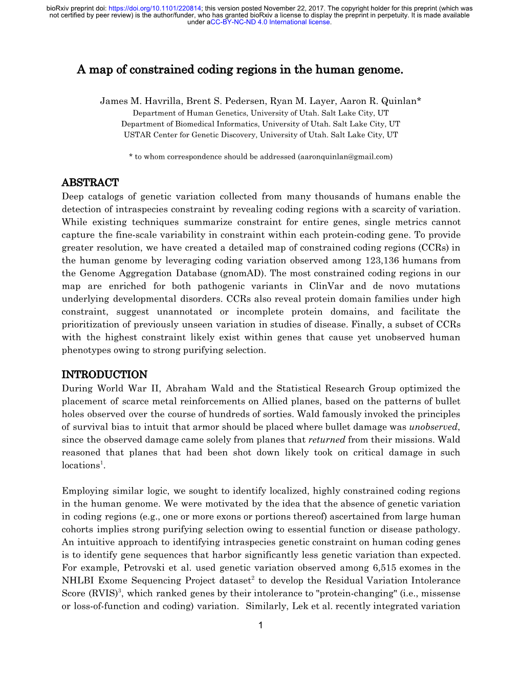 A Map of Constrained Coding Regions in the Human Genome