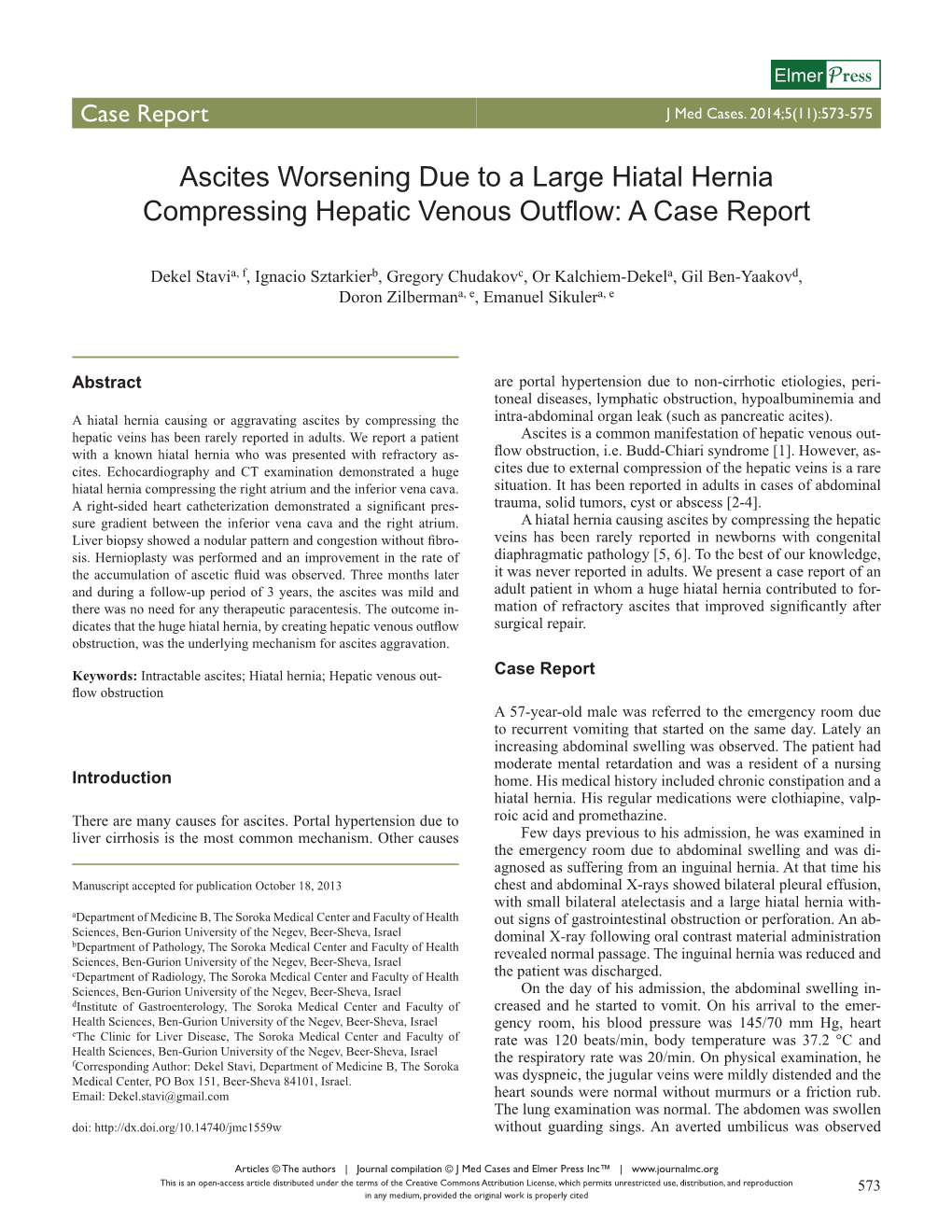 Ascites Worsening Due to a Large Hiatal Hernia Compressing Hepatic Venous Outflow: a Case Report