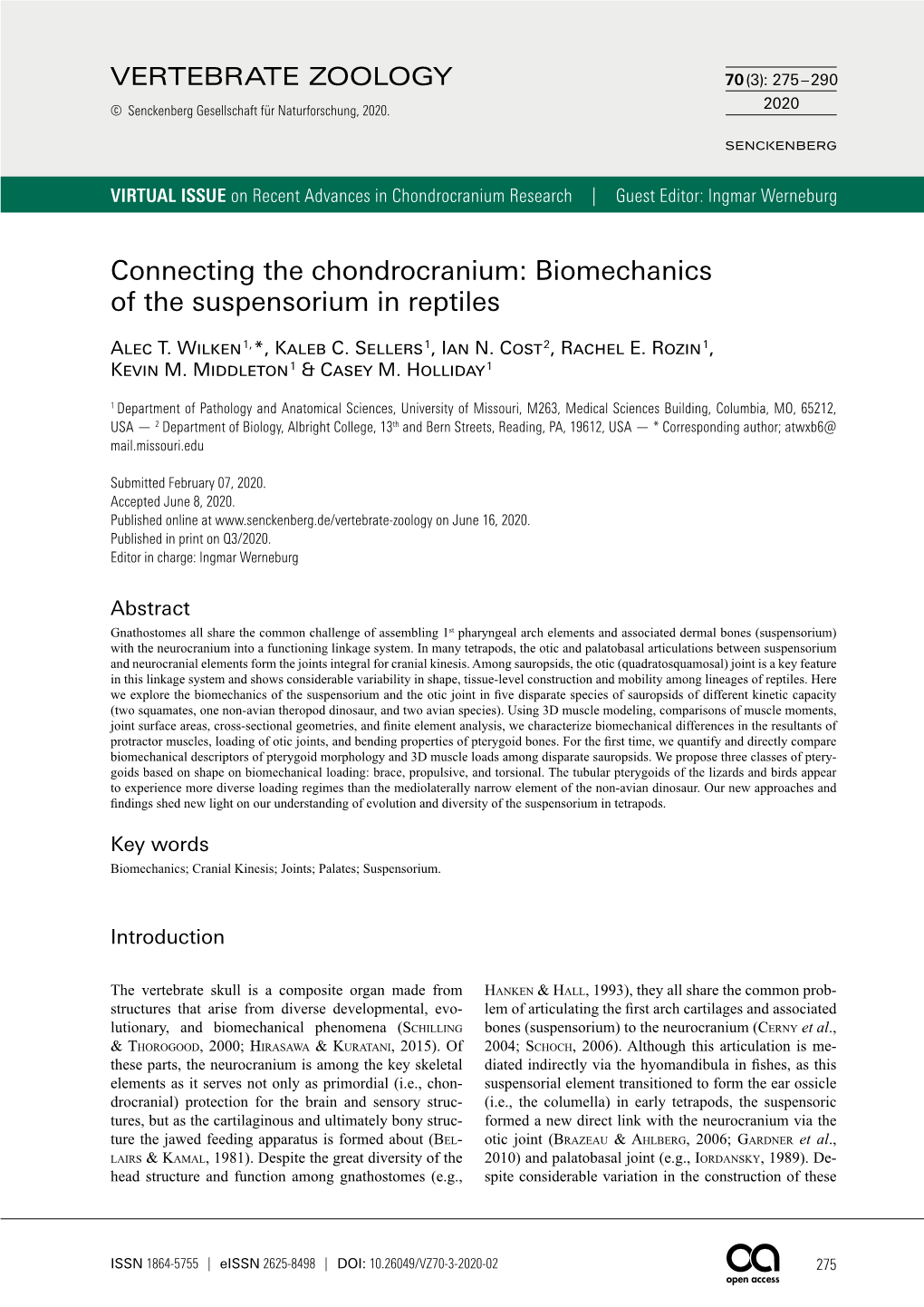 Connecting the Chondrocranium: Biomechanics of the Suspensorium in Reptiles