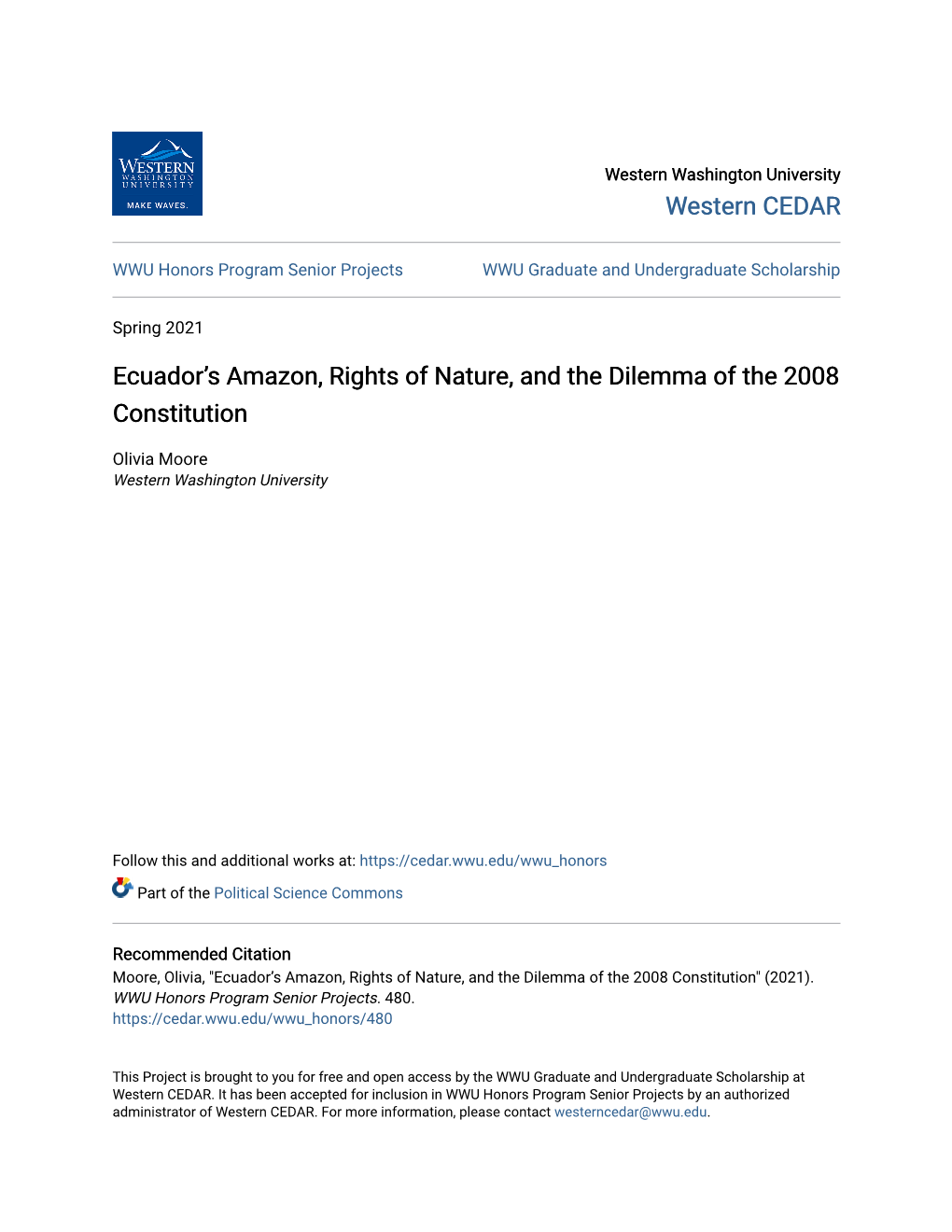 Ecuador's Amazon, Rights of Nature, and the Dilemma of the 2008