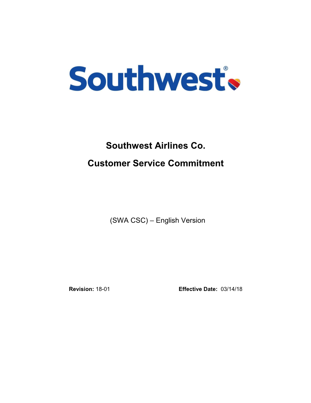 Southwest Airlines Customer Service Commitment