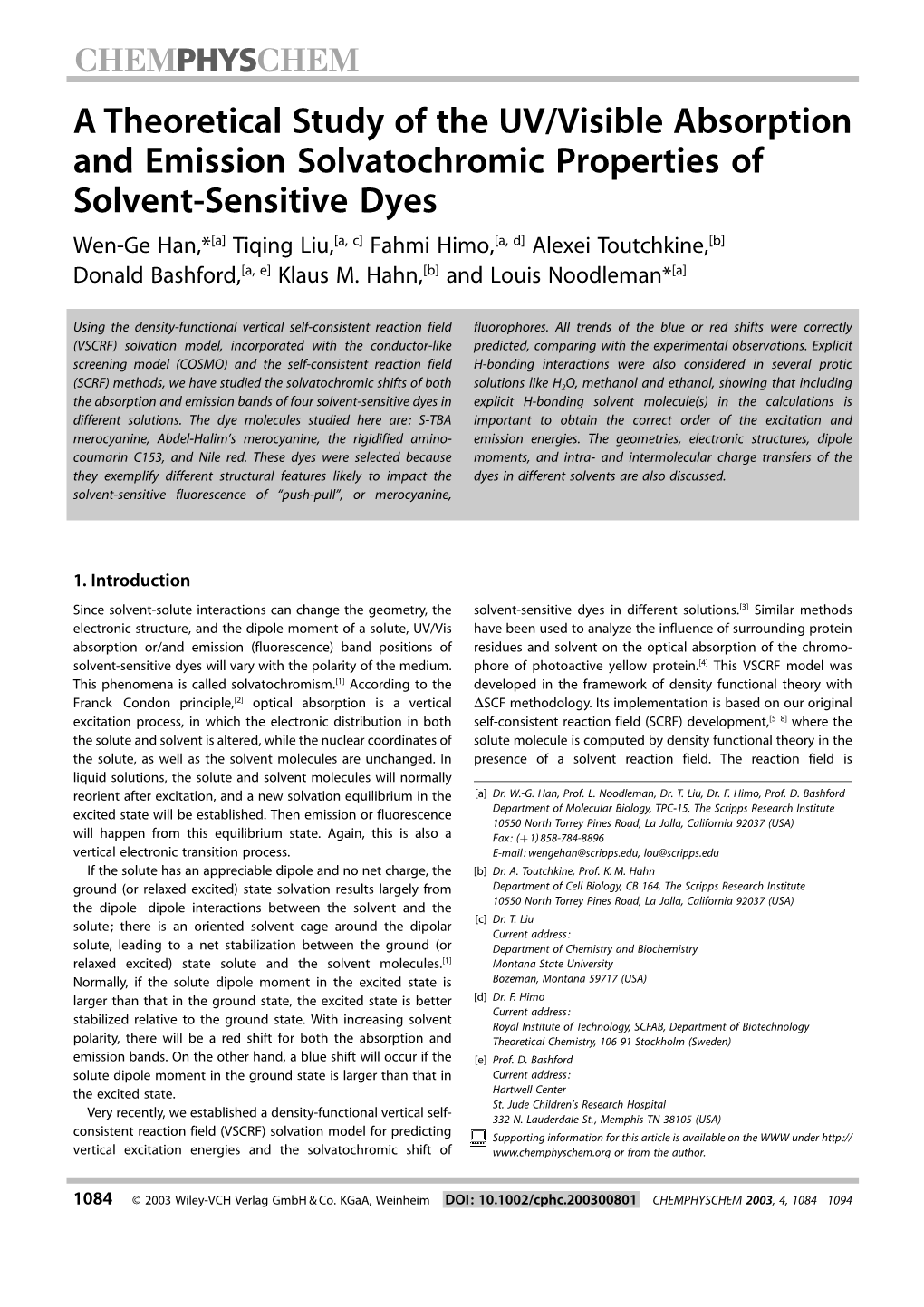 A Theoretical Study of the UV/Visible Absorption and Emission Solvatochromic Properties of Solvent-Sensitive Dyes