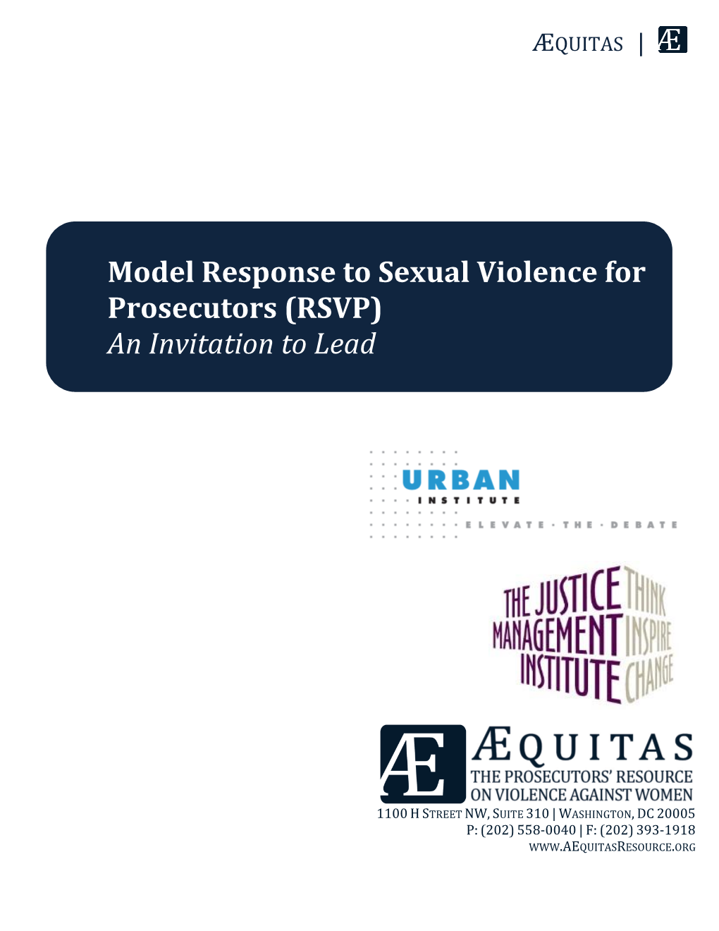 Model Response to Sexual Violence for Prosecutors (RSVP) an Invitation to Lead