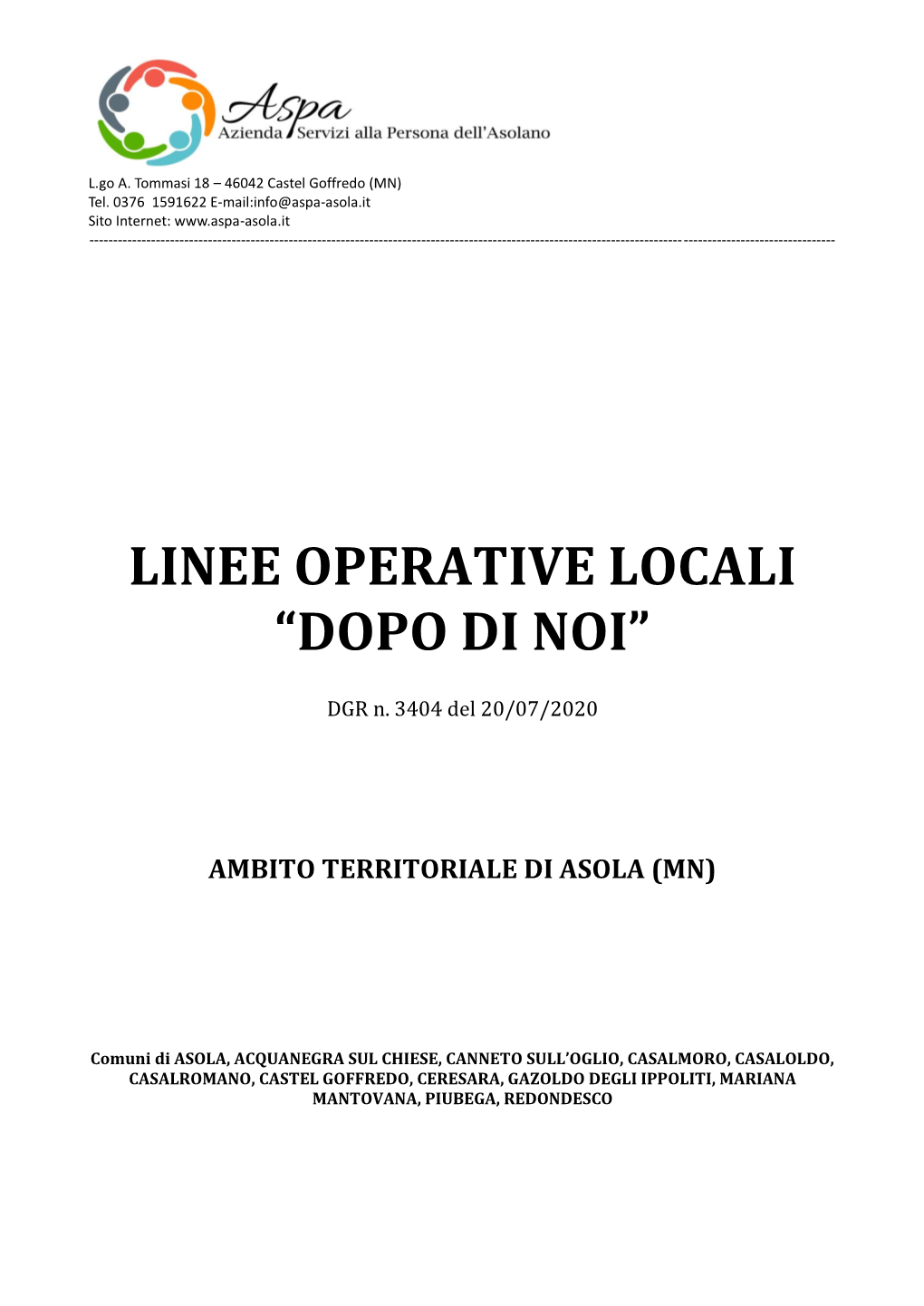 Linee Operative Locali “Dopo Di Noi”