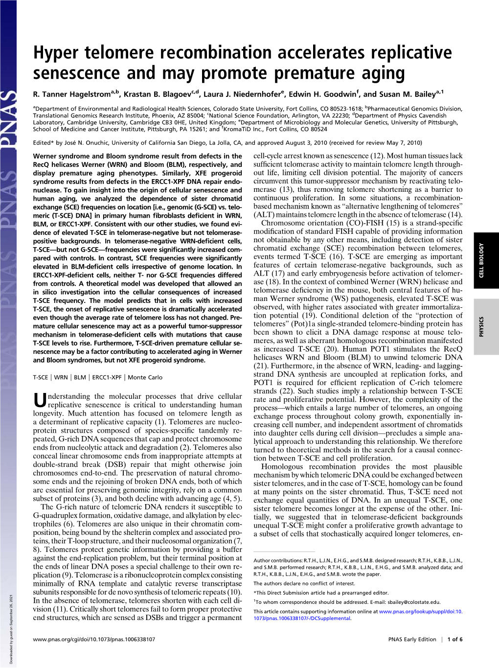 Hyper Telomere Recombination Accelerates Replicative Senescence and May Promote Premature Aging