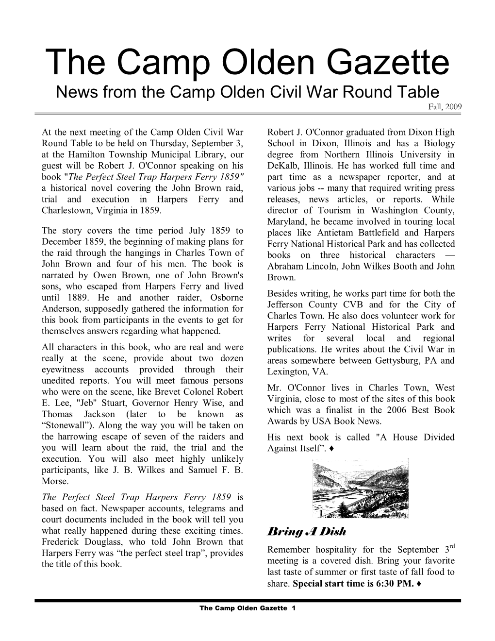 The Camp Olden Gazette News from the Camp Olden Civil War Round Table Fall, 2009