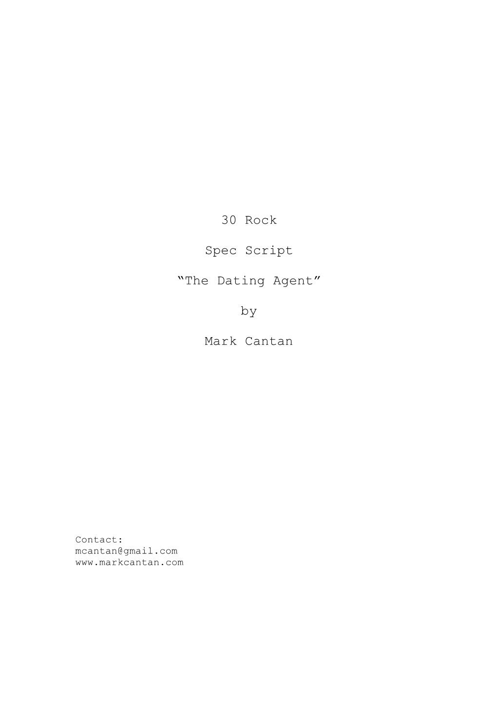 30 Rock Spec Script “The Dating Agent” by Mark Cantan