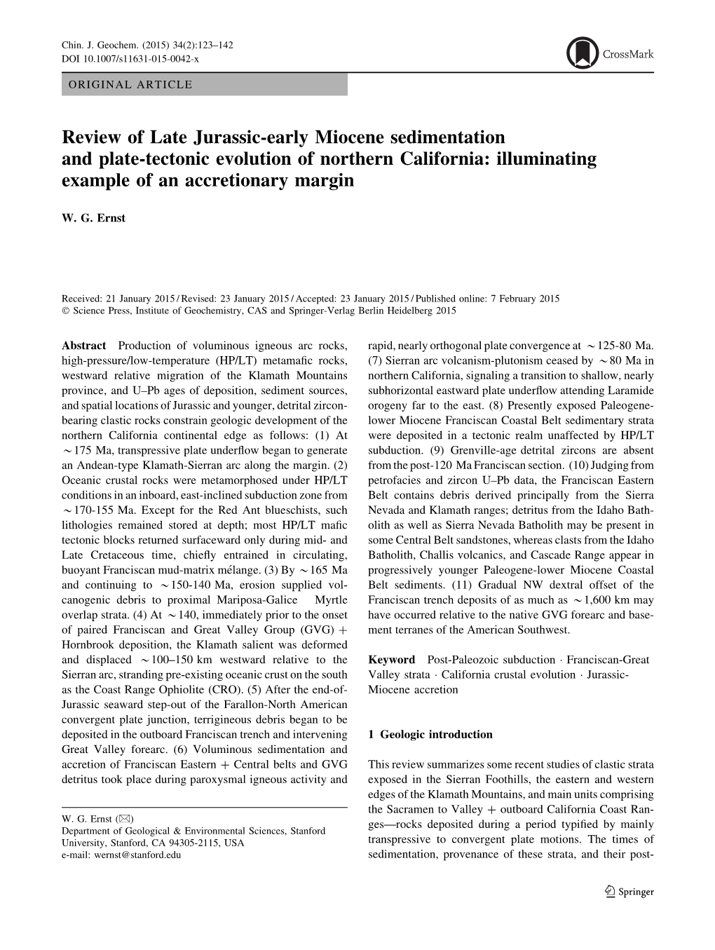 Review of Late Jurassic-Early Miocene Sedimentation and Plate-Tectonic Evolution of Northern California: Illuminating Example of an Accretionary Margin