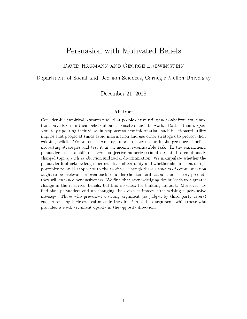 Persuasion with Motivated Beliefs