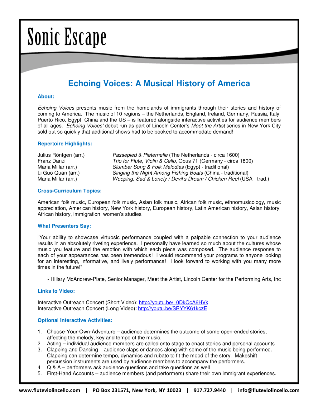 Echoing Voices: a Musical History of America