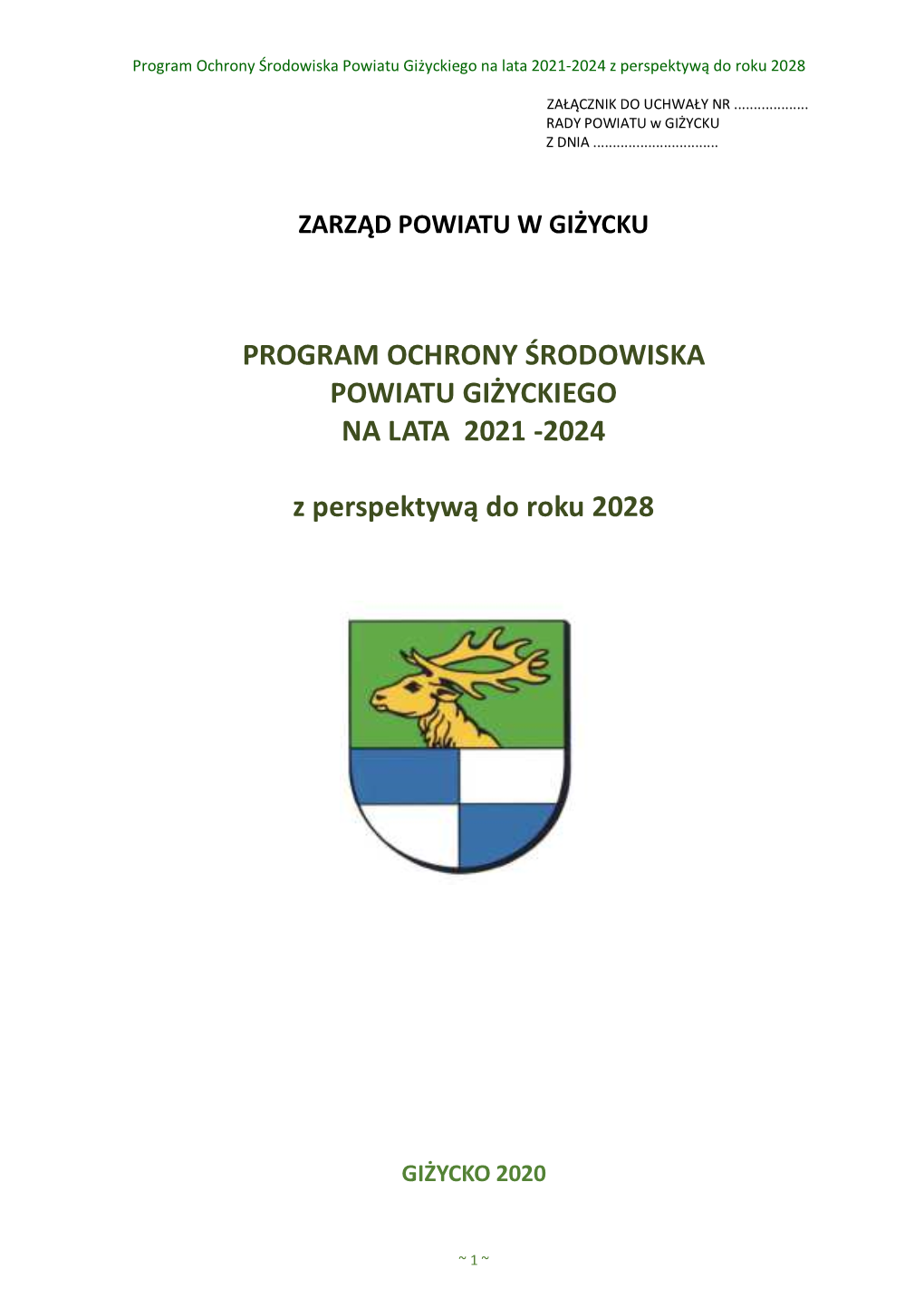 Program Ochrony Środowiska Powiatu Giżyckiego Na Lata 2020