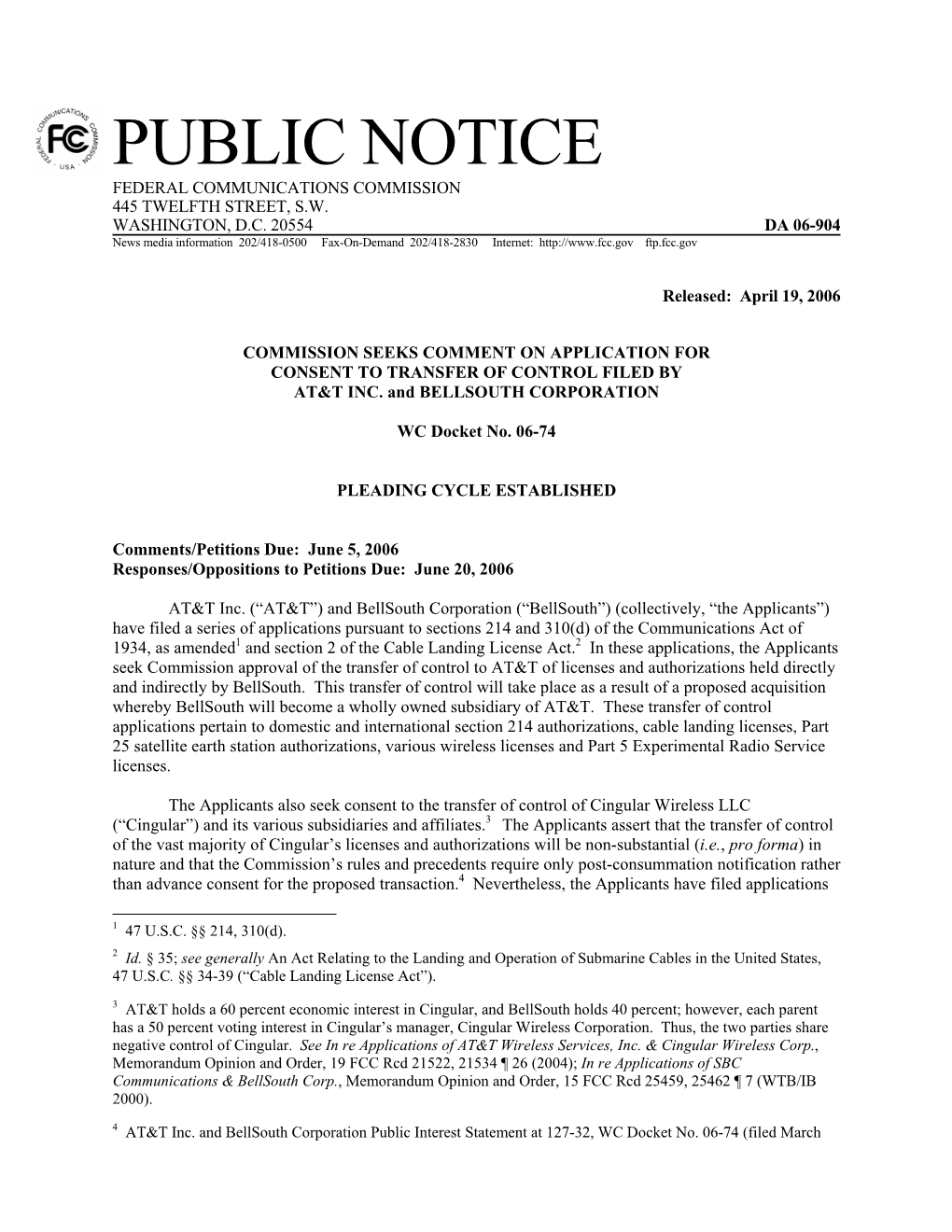 Public Notice Federal Communications Commission 445 Twelfth Street, S.W