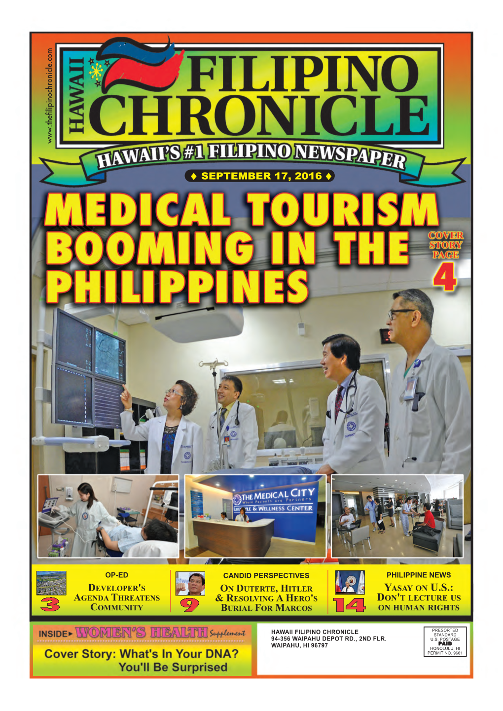 September 17, 2016 Hawaii Filipino Chronicle  1