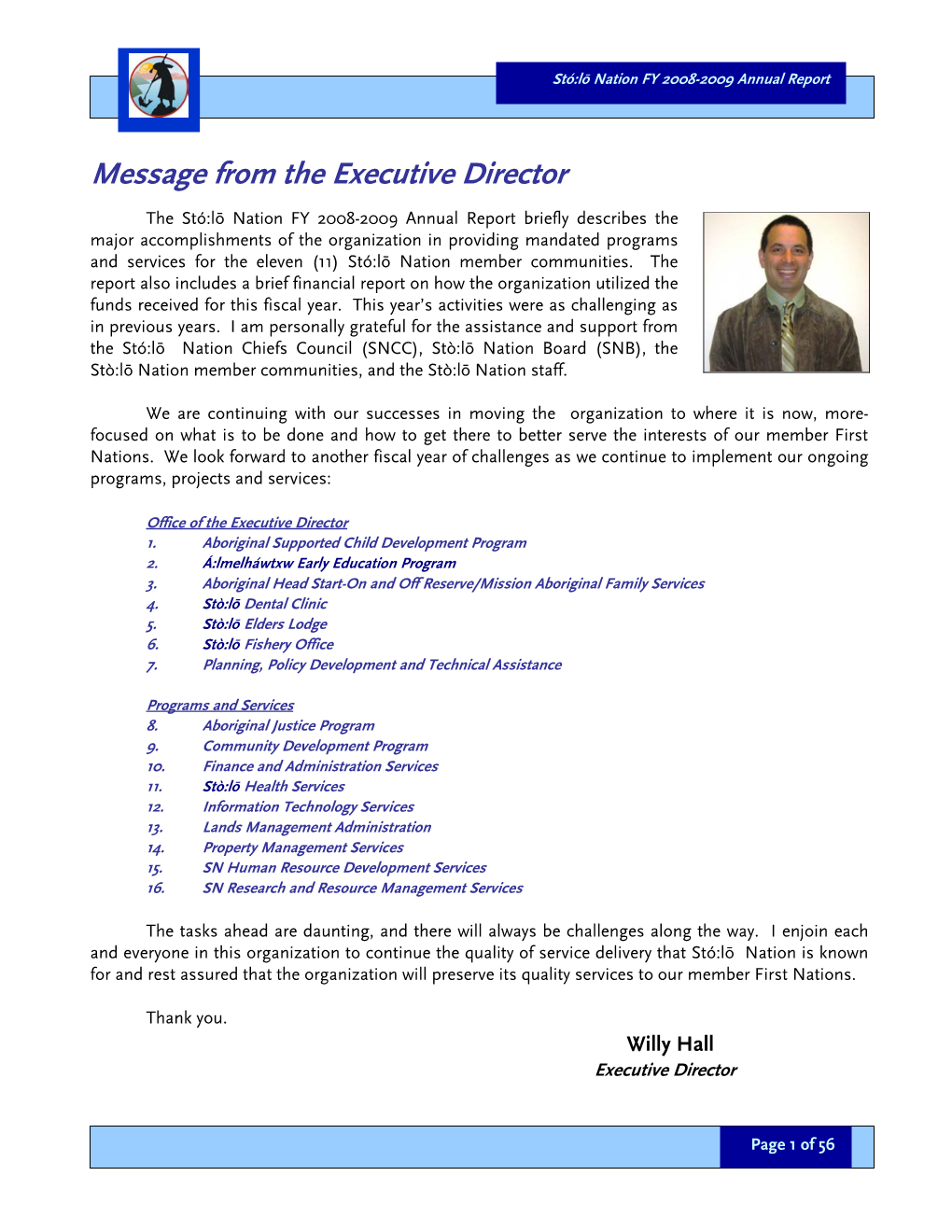 Message from the Executive Director