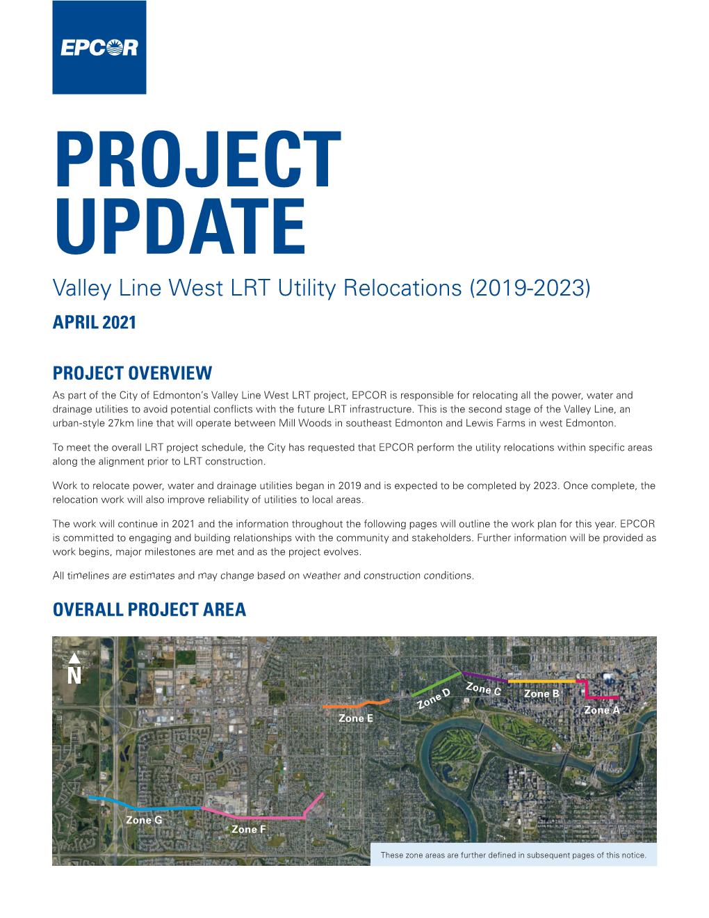 PROJECT UPDATE Valley Line West LRT Utility Relocations (2019-2023) APRIL 2021