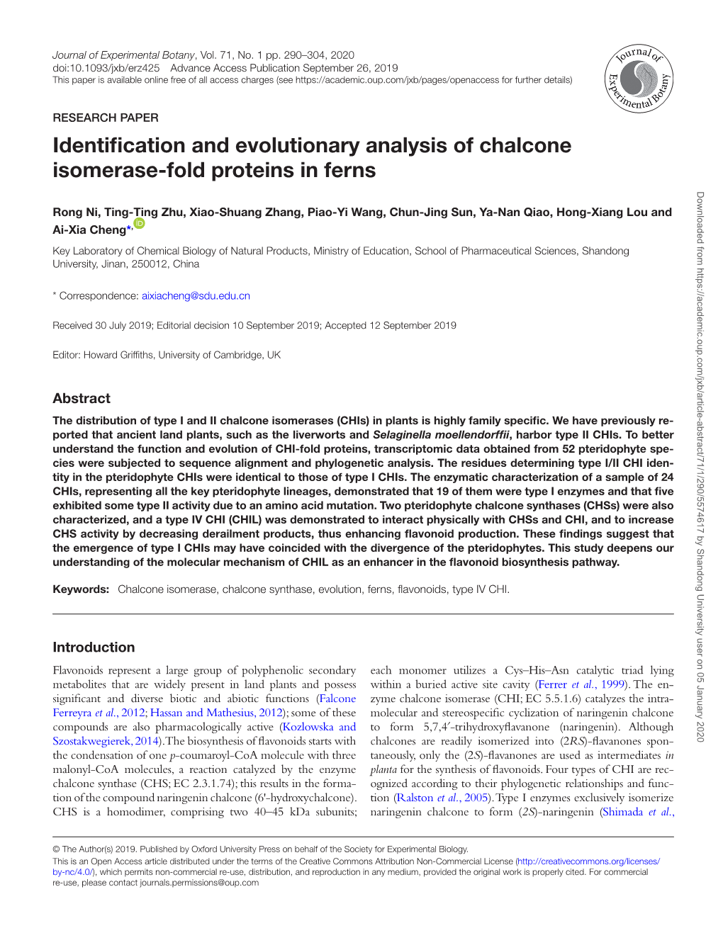 Identification and Evolutionary Analysis of Chalcone Isomerase-Fold