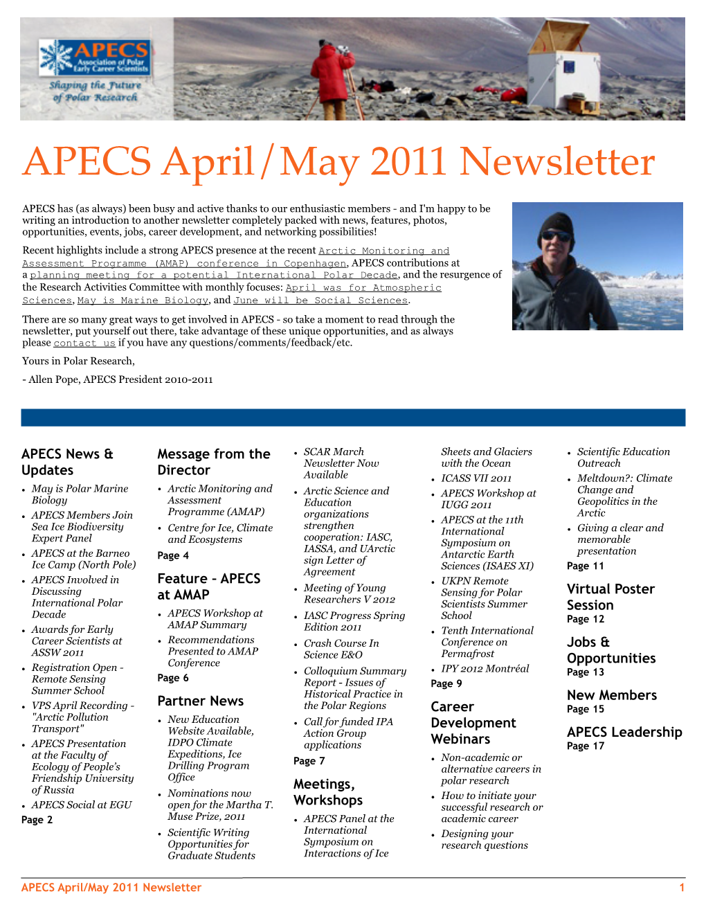 APECS April/May 2011 Newsletter