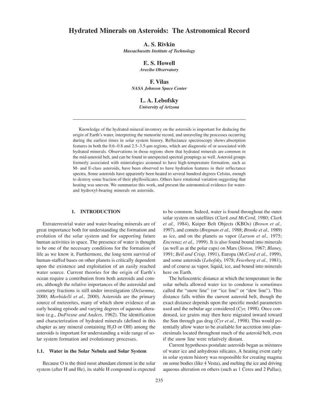 Hydrated Minerals on Asteroids 235