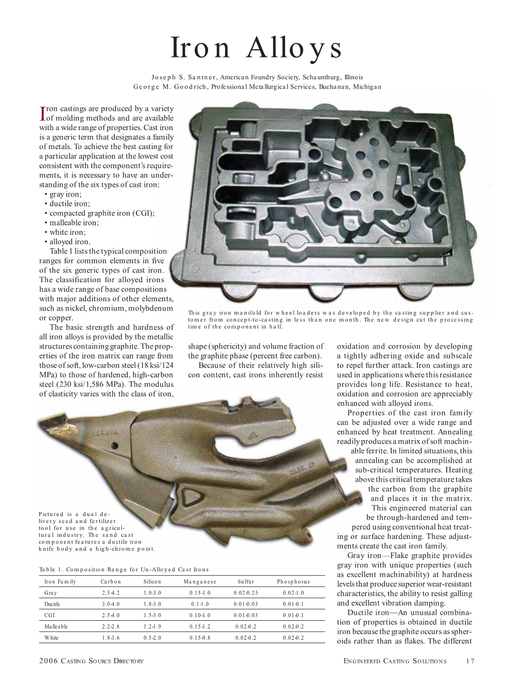 Iron Classification Codes and Characteristics