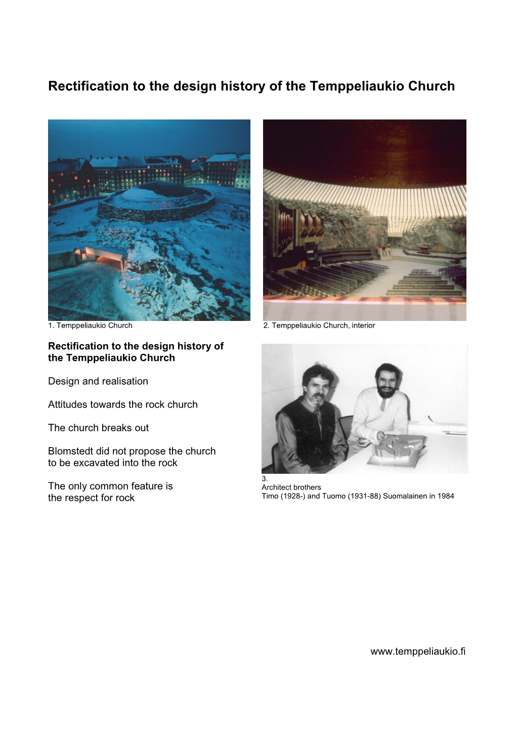 Rectification to the Design History of the Temppeliaukio Church Pdf