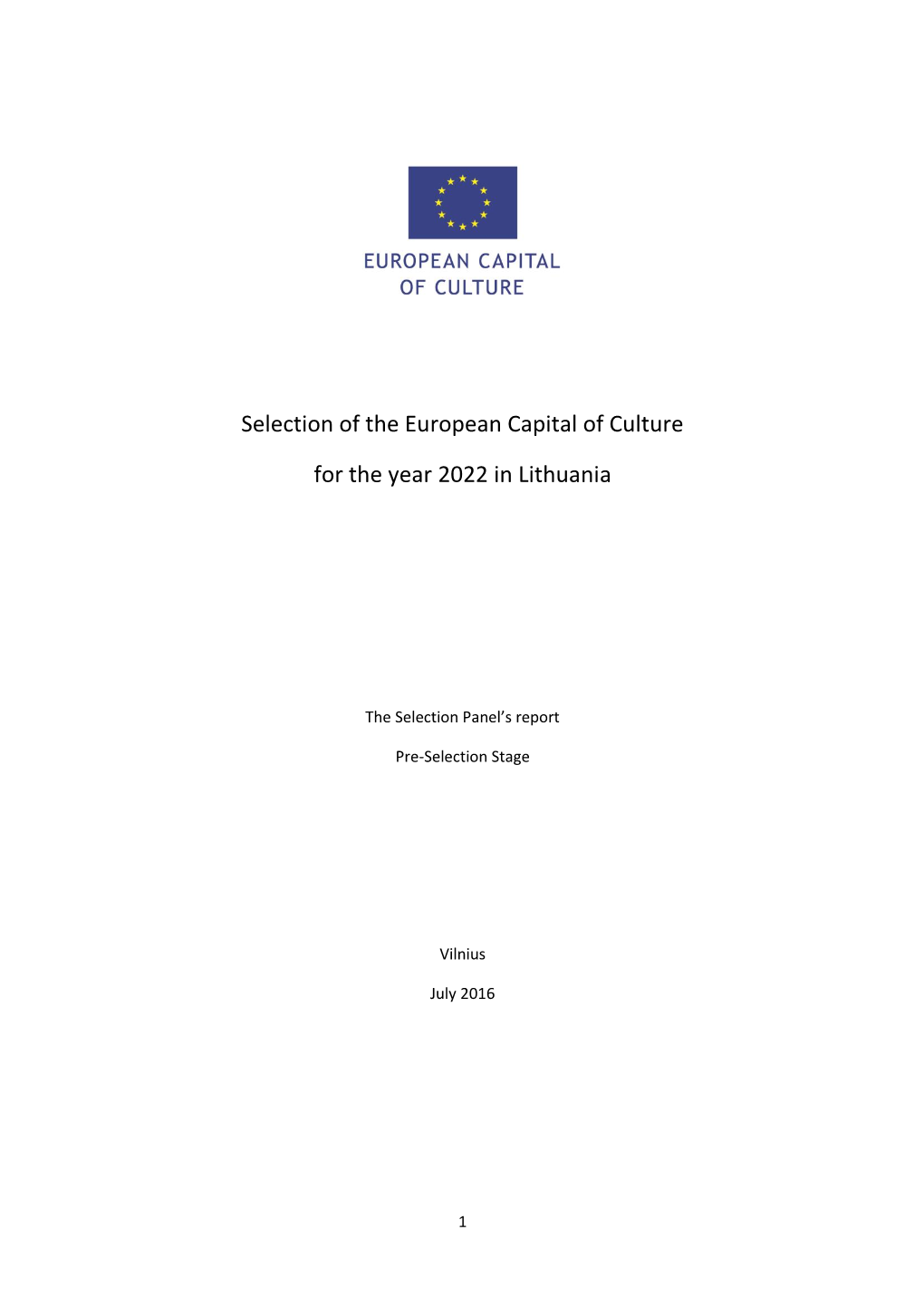 Selection of the 2022 European Capital of Culture in Lithuania